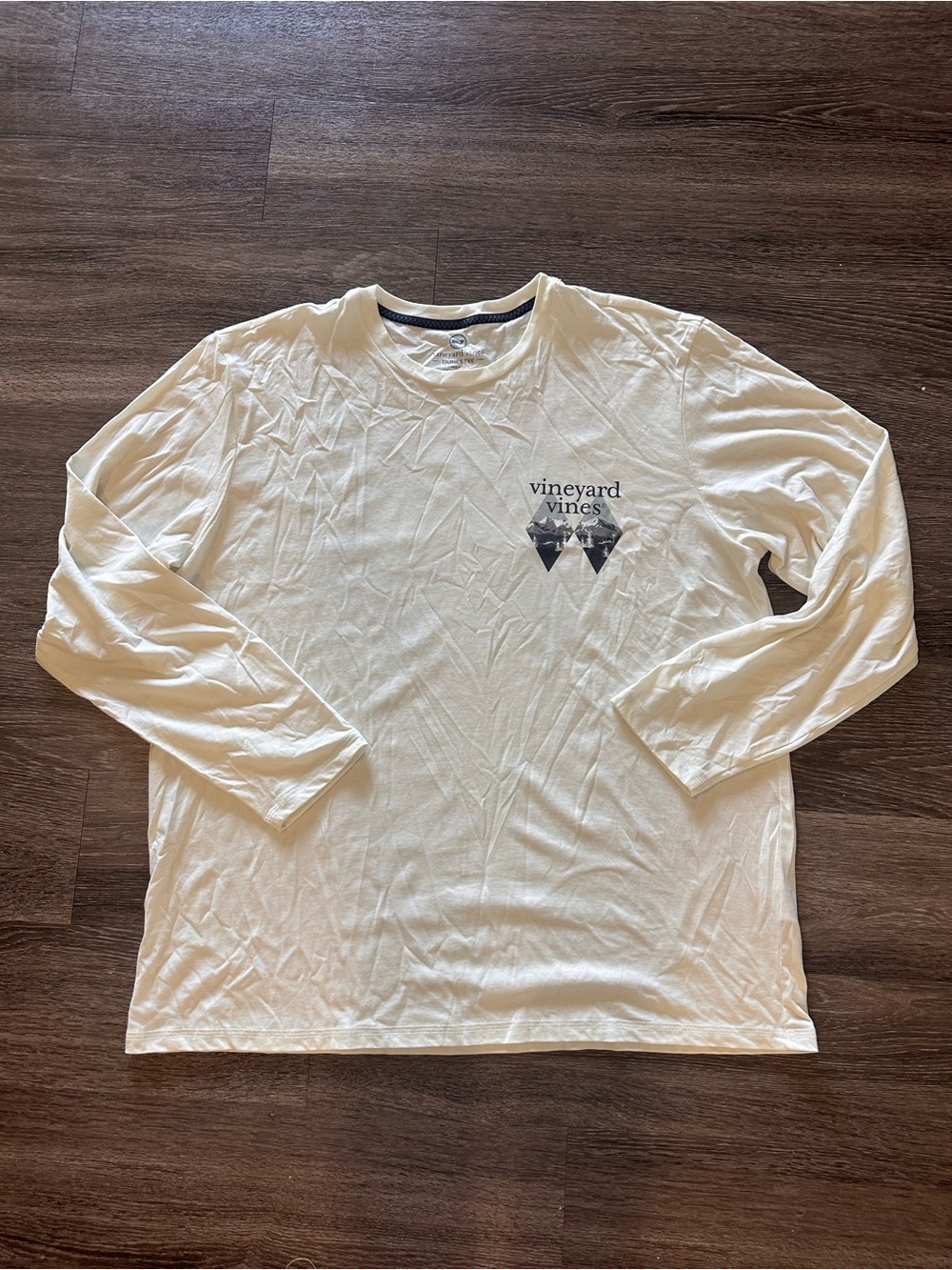 Vineyard Vines Men's White Dunes Tee Graphic Logo Long Sleeve Crew T-Shirt XXL